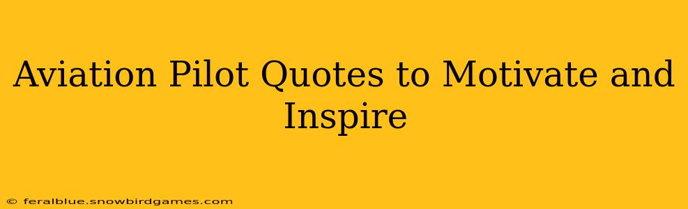 Aviation Pilot Quotes to Motivate and Inspire