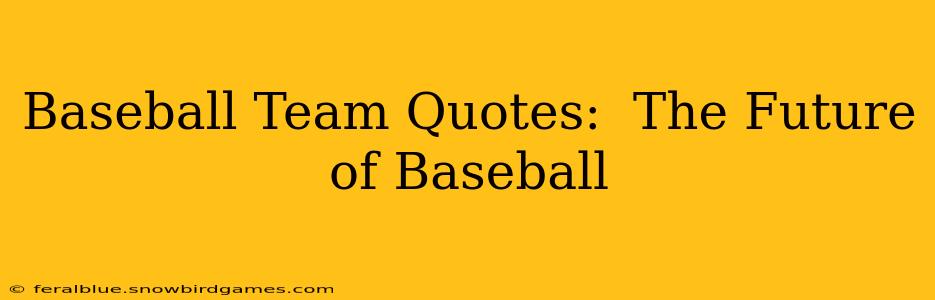Baseball Team Quotes:  The Future of Baseball