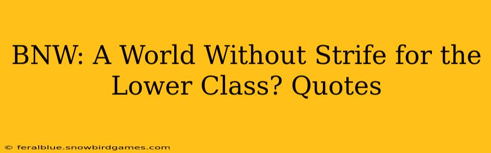 BNW: A World Without Strife for the Lower Class? Quotes