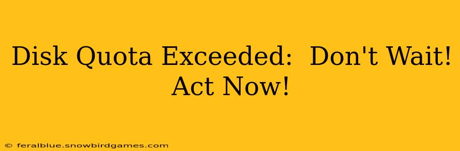 Disk Quota Exceeded:  Don't Wait! Act Now!