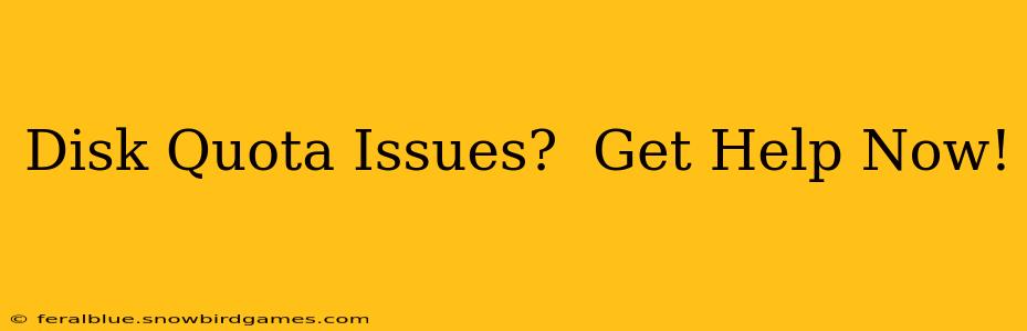 Disk Quota Issues?  Get Help Now!