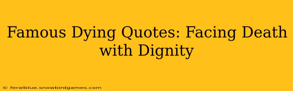 Famous Dying Quotes: Facing Death with Dignity