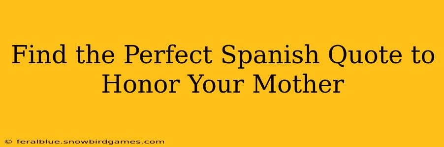Find the Perfect Spanish Quote to Honor Your Mother