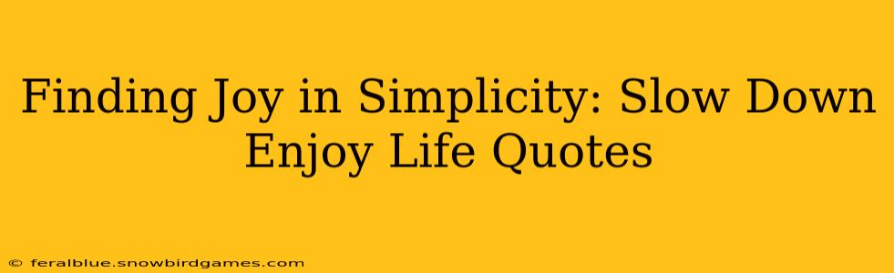 Finding Joy in Simplicity: Slow Down Enjoy Life Quotes