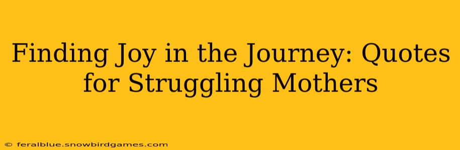 Finding Joy in the Journey: Quotes for Struggling Mothers