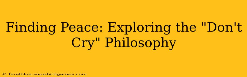 Finding Peace: Exploring the "Don't Cry" Philosophy