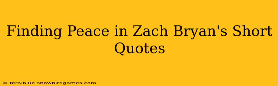 Finding Peace in Zach Bryan's Short Quotes