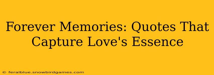 Forever Memories: Quotes That Capture Love's Essence