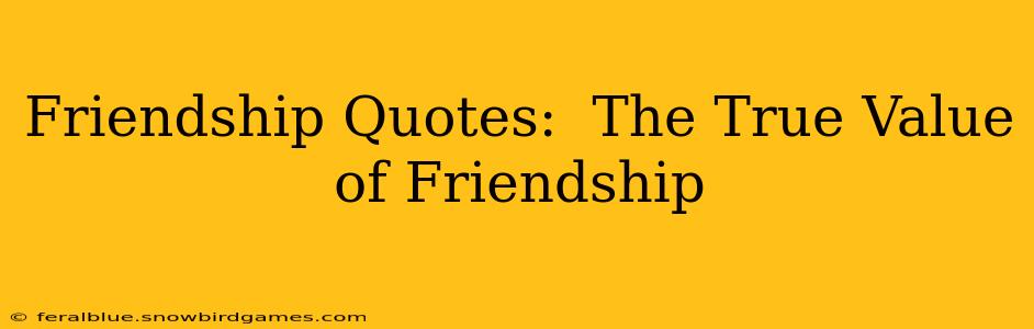 Friendship Quotes:  The True Value of Friendship