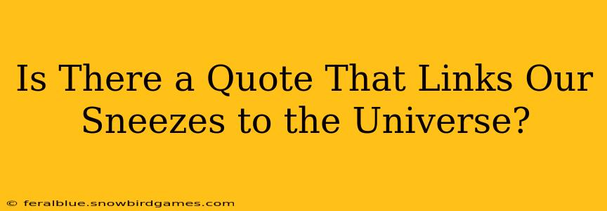 Is There a Quote That Links Our Sneezes to the Universe?