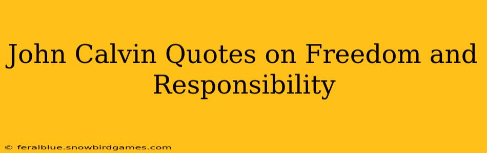 John Calvin Quotes on Freedom and Responsibility