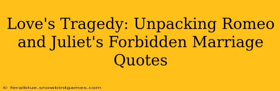 Love's Tragedy: Unpacking Romeo and Juliet's Forbidden Marriage Quotes