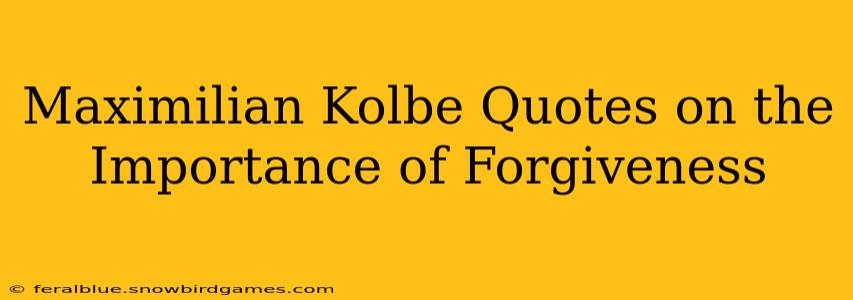 Maximilian Kolbe Quotes on the Importance of Forgiveness