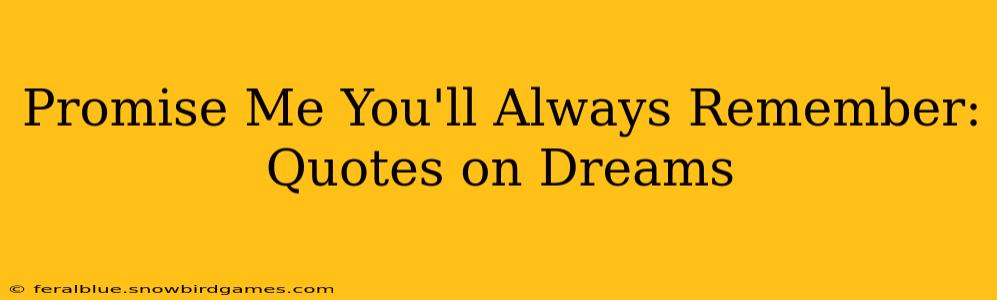 Promise Me You'll Always Remember: Quotes on Dreams