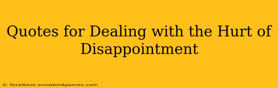 Quotes for Dealing with the Hurt of Disappointment