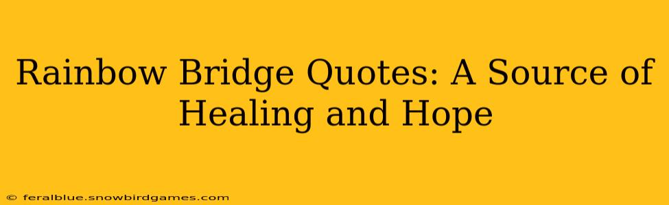 Rainbow Bridge Quotes: A Source of Healing and Hope
