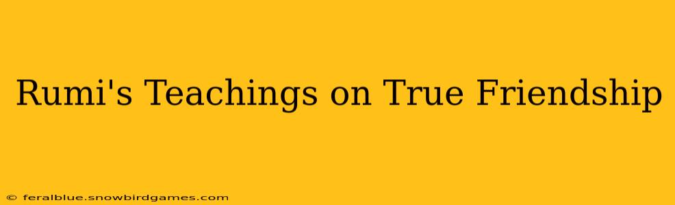 Rumi's Teachings on True Friendship