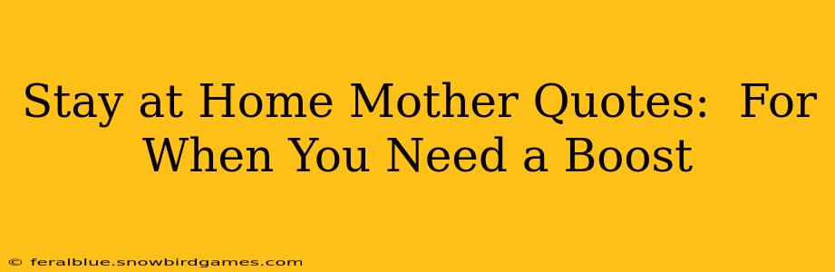 Stay at Home Mother Quotes:  For When You Need a Boost