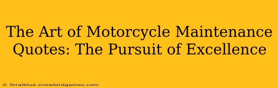 The Art of Motorcycle Maintenance Quotes: The Pursuit of Excellence