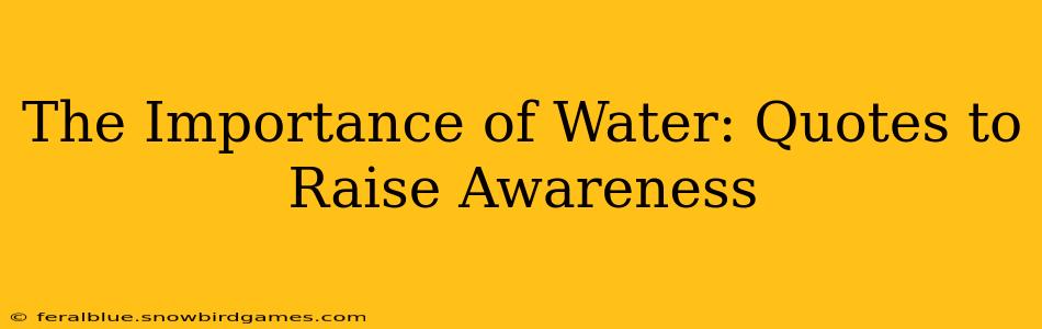 The Importance of Water: Quotes to Raise Awareness
