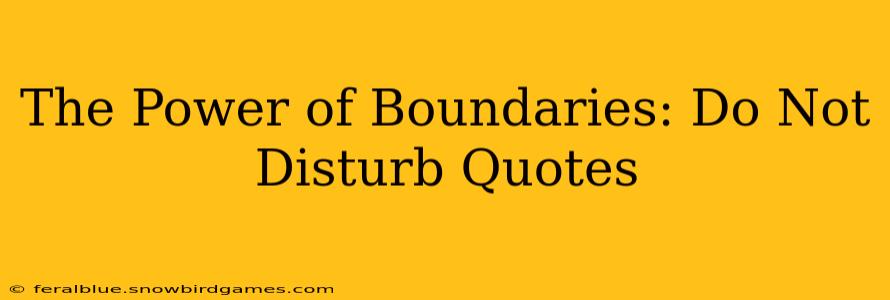 The Power of Boundaries: Do Not Disturb Quotes