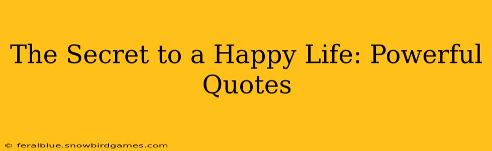 The Secret to a Happy Life: Powerful Quotes