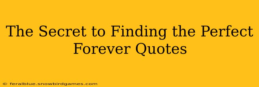 The Secret to Finding the Perfect Forever Quotes
