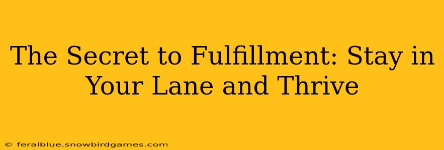 The Secret to Fulfillment: Stay in Your Lane and Thrive