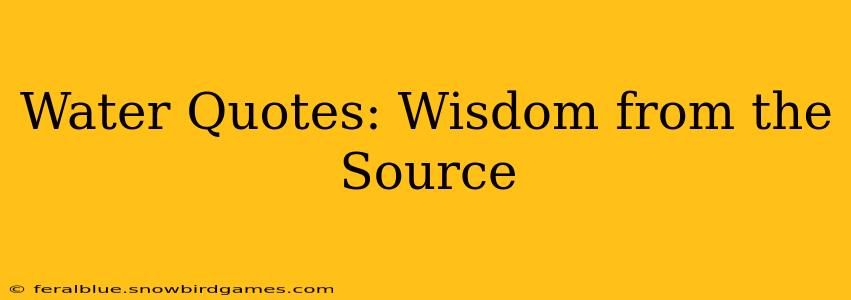 Water Quotes: Wisdom from the Source