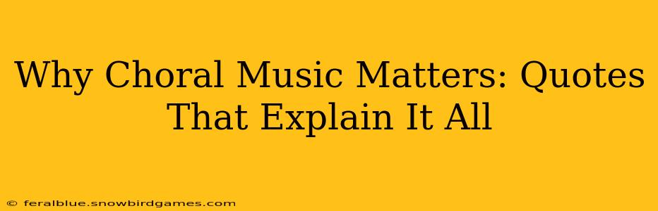 Why Choral Music Matters: Quotes That Explain It All